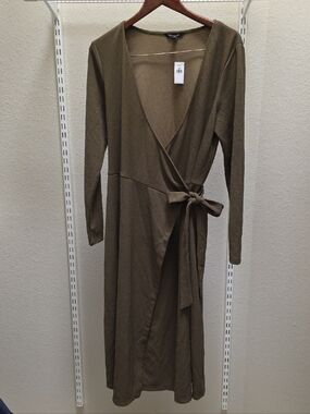 Banana Republic Olive Wrap Midi Dress